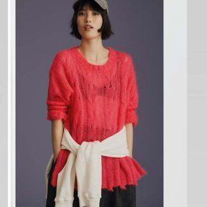 NEW Anthropologie The Posey Stitchy Distressed Wool Blend Open Knit‎ Sweater S